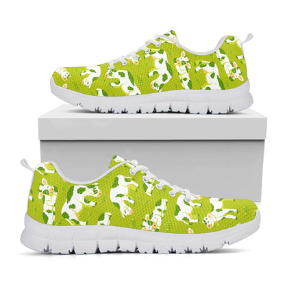 Cute Smiley Cow Pattern Print White Running Shoes