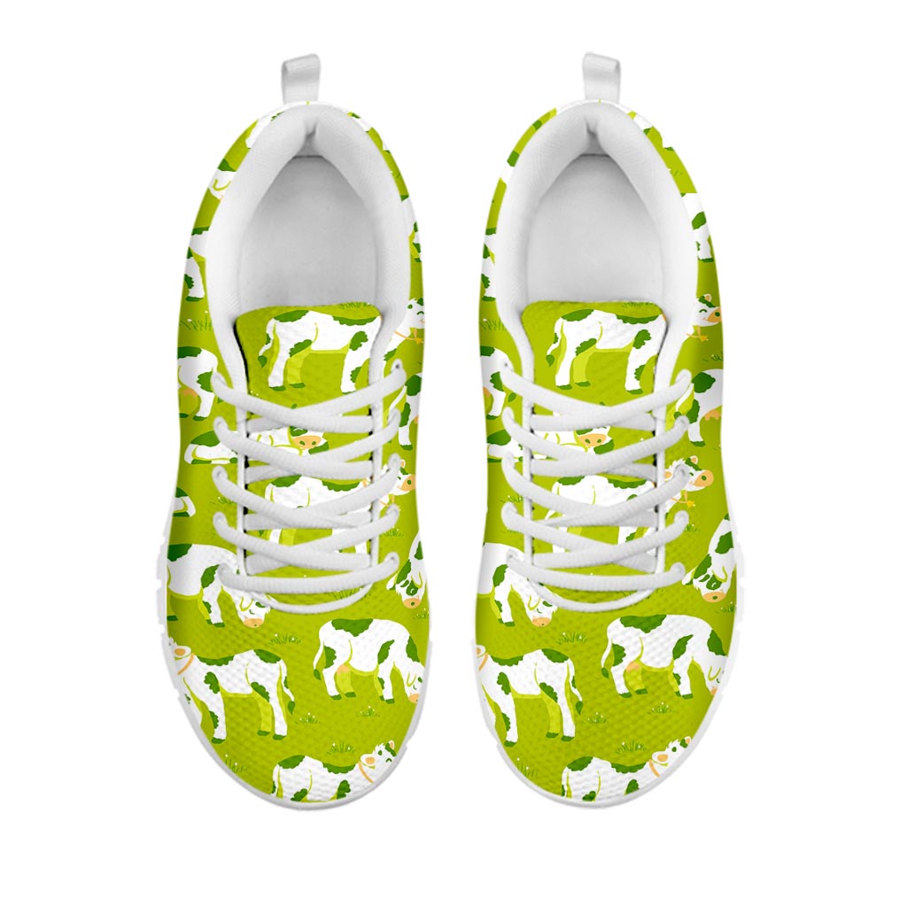 Cute Smiley Cow Pattern Print White Running Shoes