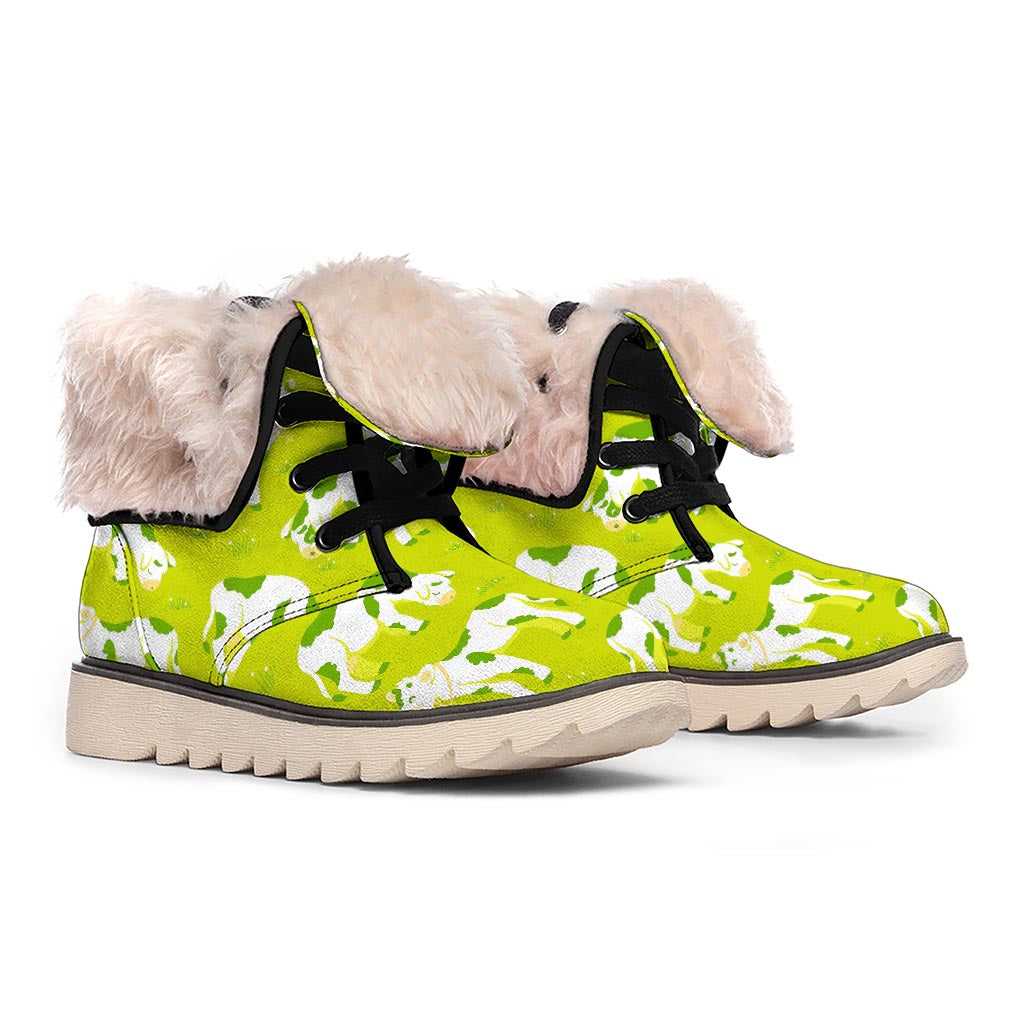 Cute Smiley Cow Pattern Print Winter Boots