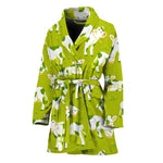 Cute Smiley Cow Pattern Print Women's Bathrobe