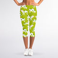 Cute Smiley Cow Pattern Print Women's Capri Leggings