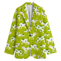 Cute Smiley Cow Pattern Print Women's Cotton Blazer