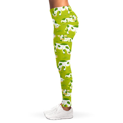Cute Smiley Cow Pattern Print Women's Leggings