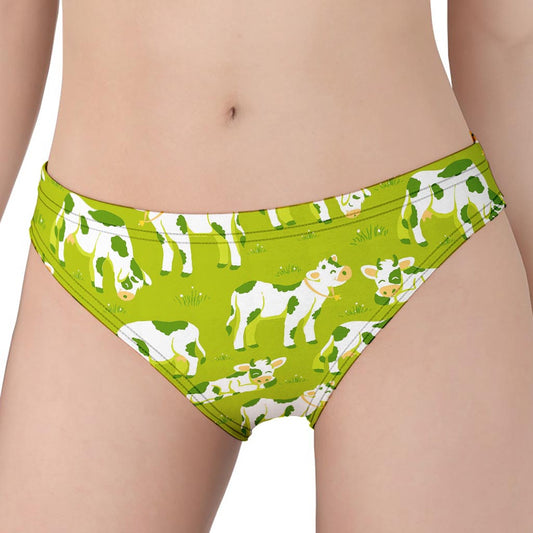 Cute Smiley Cow Pattern Print Women's Panties