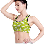 Cute Smiley Cow Pattern Print Women's Sports Bra