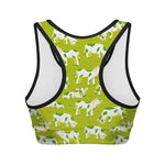 Cute Smiley Cow Pattern Print Women's Sports Bra