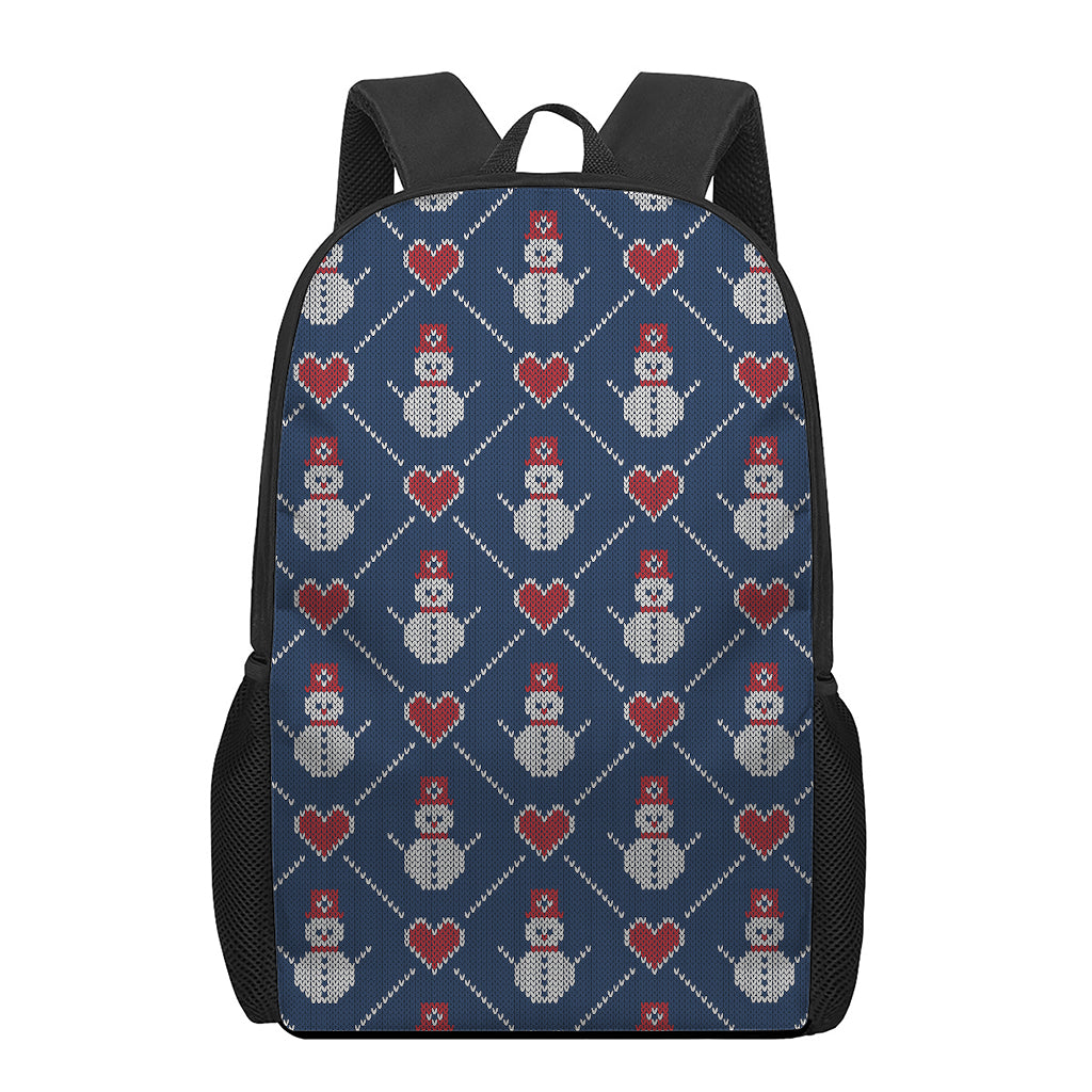 Cute Snowman Knitted Pattern Print 17 Inch Backpack