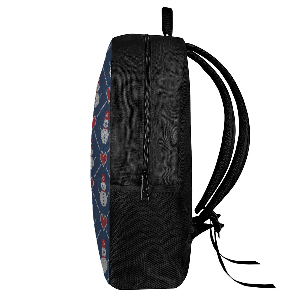 Cute Snowman Knitted Pattern Print 17 Inch Backpack