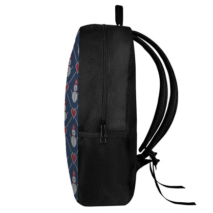 Cute Snowman Knitted Pattern Print 17 Inch Backpack