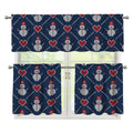 Cute Snowman Knitted Pattern Print 3 Piece Kitchen Curtains