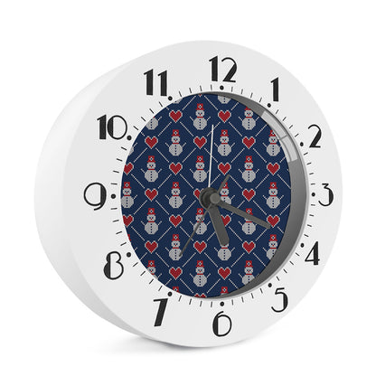Cute Snowman Knitted Pattern Print Alarm Clock