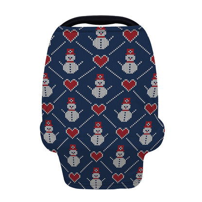 Cute Snowman Knitted Pattern Print Baby Seat Cover