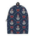 Cute Snowman Knitted Pattern Print School Backpack