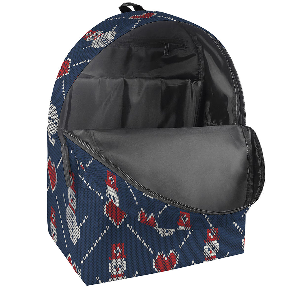 Cute Snowman Knitted Pattern Print Backpack