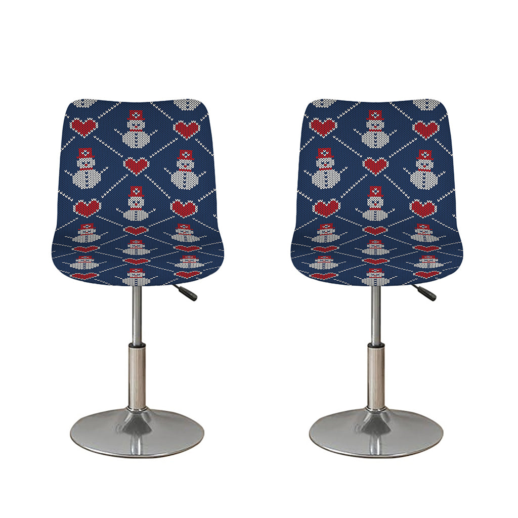 Cute Snowman Knitted Pattern Print Bar Stool Covers