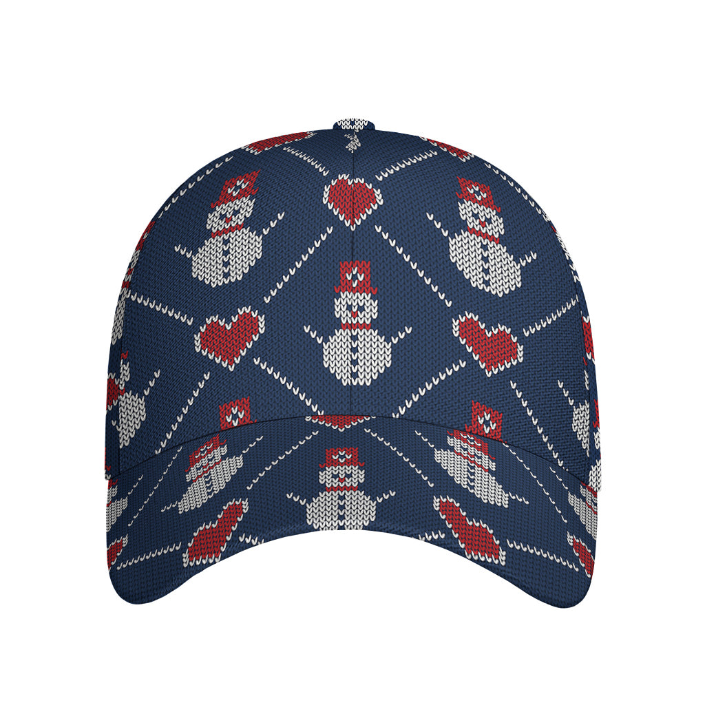 Cute Snowman Knitted Pattern Print Baseball Cap