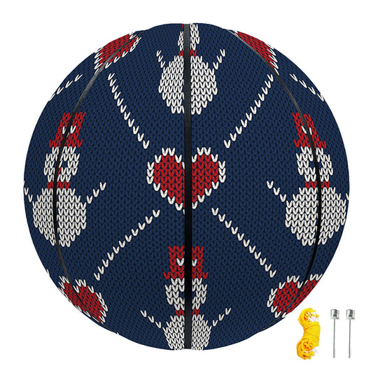Cute Snowman Knitted Pattern Print Basketball