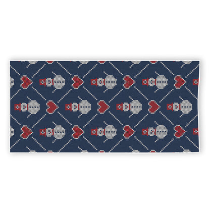 Cute Snowman Knitted Pattern Print Beach Towel