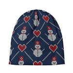Cute Snowman Knitted Pattern Print Beanie