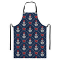 Cute Snowman Knitted Pattern Print Bib Apron With Pocket