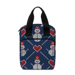 Cute Snowman Knitted Pattern Print Bible Tote Bag