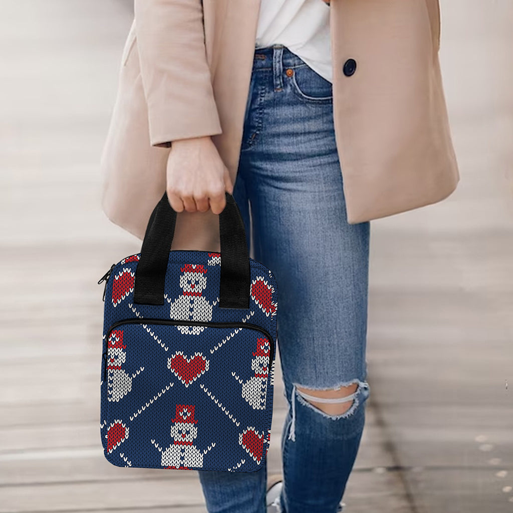Cute Snowman Knitted Pattern Print Bible Tote Bag