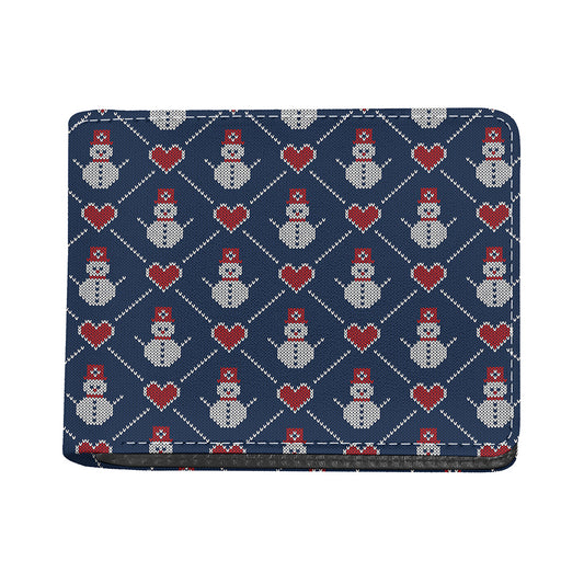 Cute Snowman Knitted Pattern Print Bifold Wallet