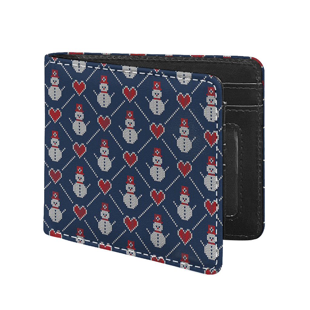 Cute Snowman Knitted Pattern Print Bifold Wallet