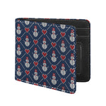 Cute Snowman Knitted Pattern Print Bifold Wallet