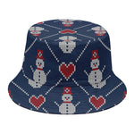 Cute Snowman Knitted Pattern Print Bucket Hat