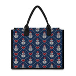 Cute Snowman Knitted Pattern Print Canvas Tote Bag