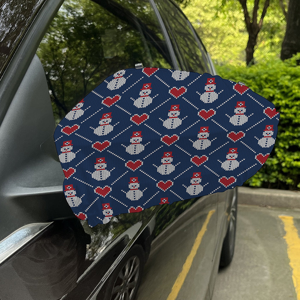 Cute Snowman Knitted Pattern Print Car Side Mirror Covers