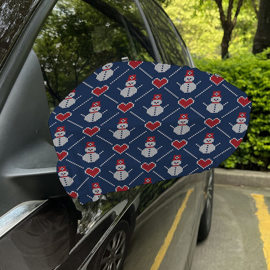 Cute Snowman Knitted Pattern Print Car Side Mirror Covers