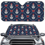 Cute Snowman Knitted Pattern Print Car Windshield Sun Shade