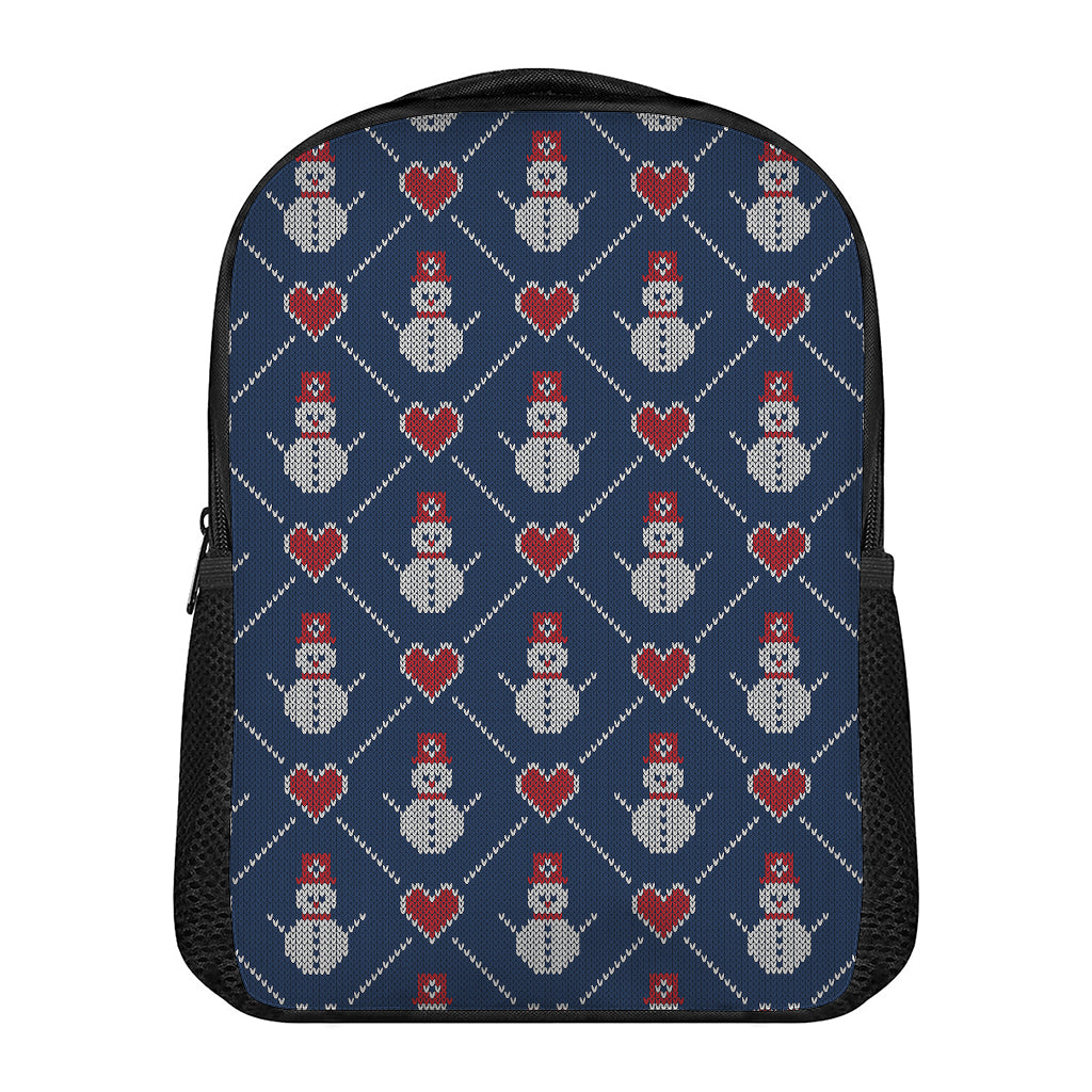 Cute Snowman Knitted Pattern Print Casual Backpack