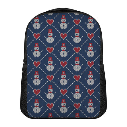 Cute Snowman Knitted Pattern Print Casual Backpack