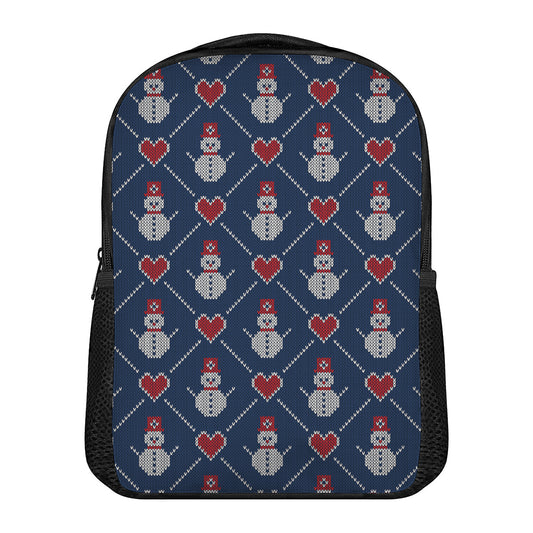 Cute Snowman Knitted Pattern Print Casual Backpack
