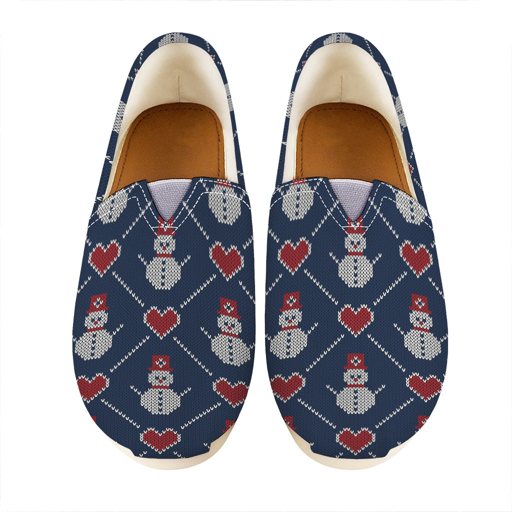 Cute Snowman Knitted Pattern Print Casual Shoes
