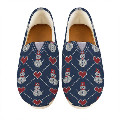 Cute Snowman Knitted Pattern Print Casual Shoes