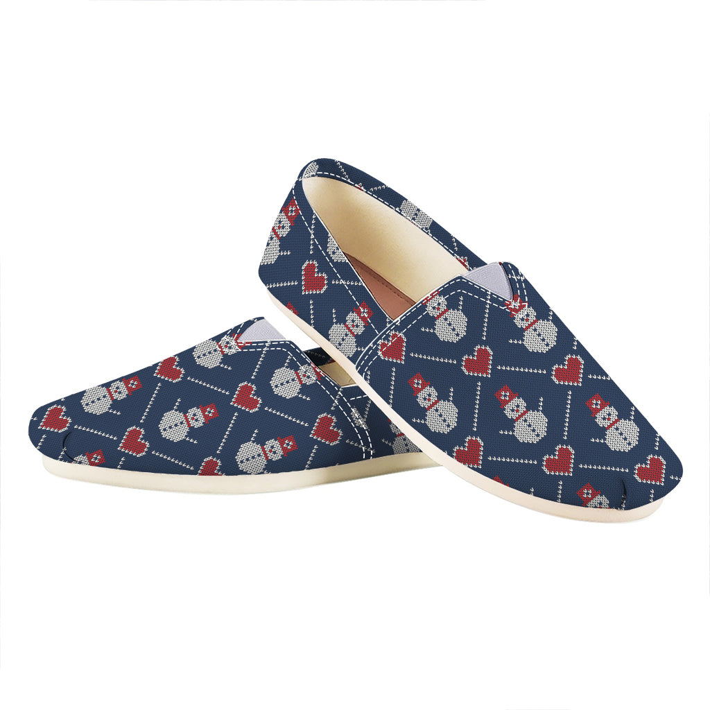 Cute Snowman Knitted Pattern Print Casual Shoes