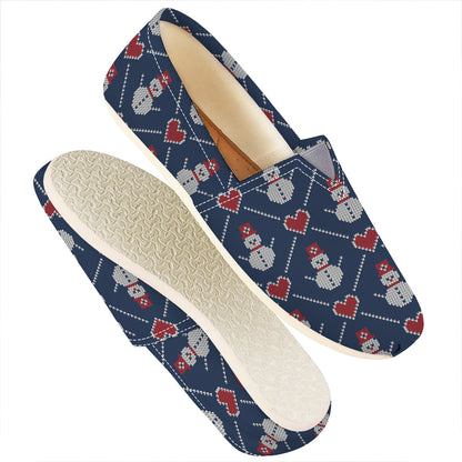 Cute Snowman Knitted Pattern Print Casual Shoes
