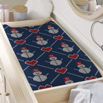 Cute Snowman Knitted Pattern Print Changing Pad Cover