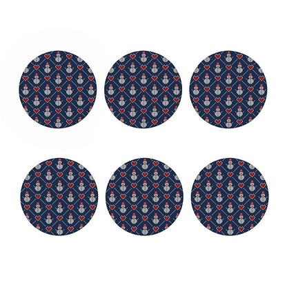Cute Snowman Knitted Pattern Print Coaster Set