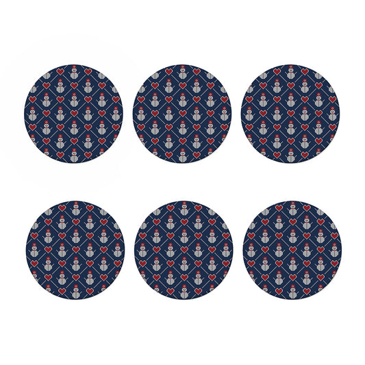 Cute Snowman Knitted Pattern Print Coaster Set