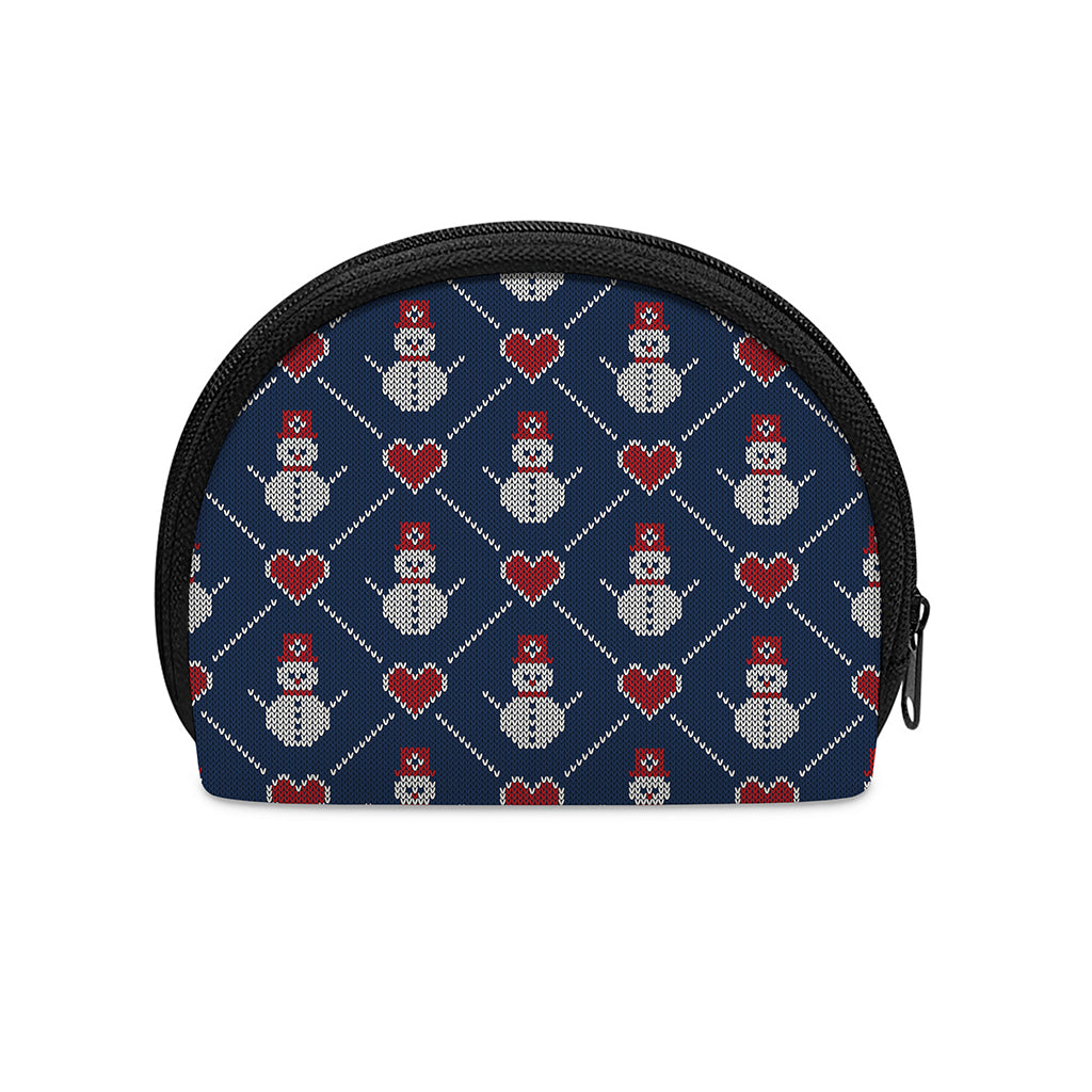 Cute Snowman Knitted Pattern Print Coin Purse