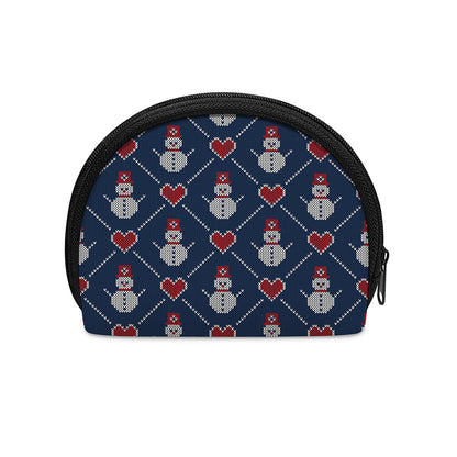 Cute Snowman Knitted Pattern Print Coin Purse