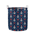 Cute Snowman Knitted Pattern Print Collapsible Laundry Basket