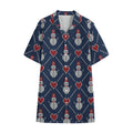 Cute Snowman Knitted Pattern Print Cotton Hawaiian Shirt