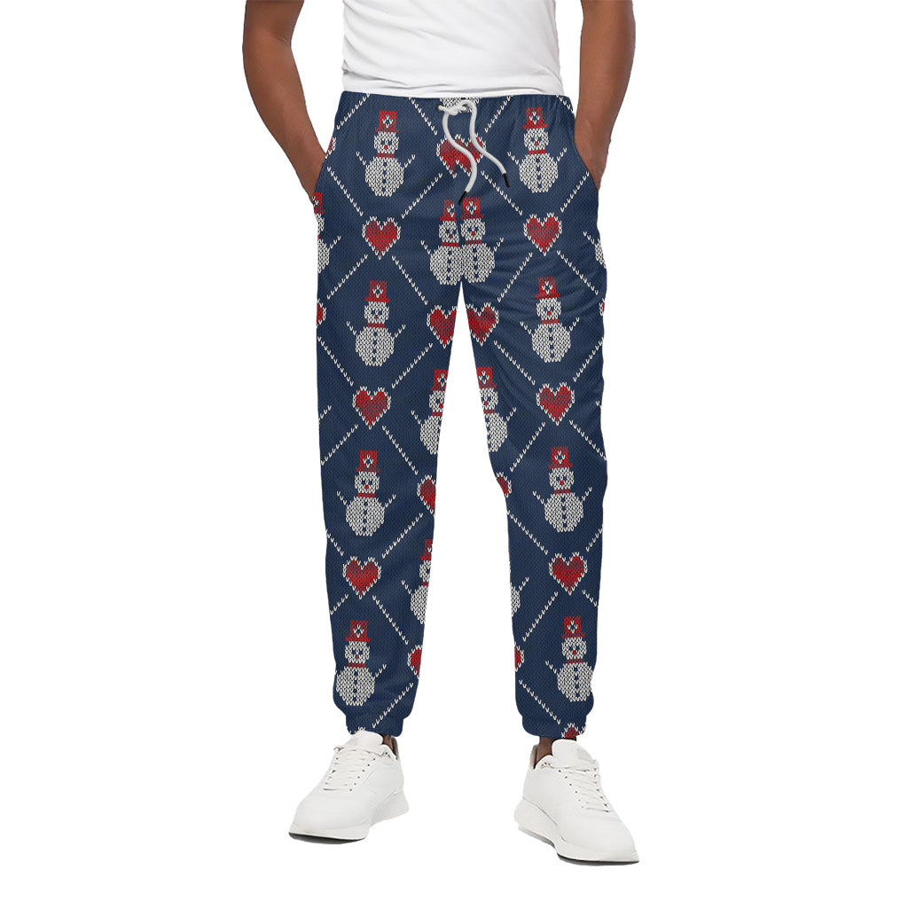 Cute Snowman Knitted Pattern Print Cotton Pants