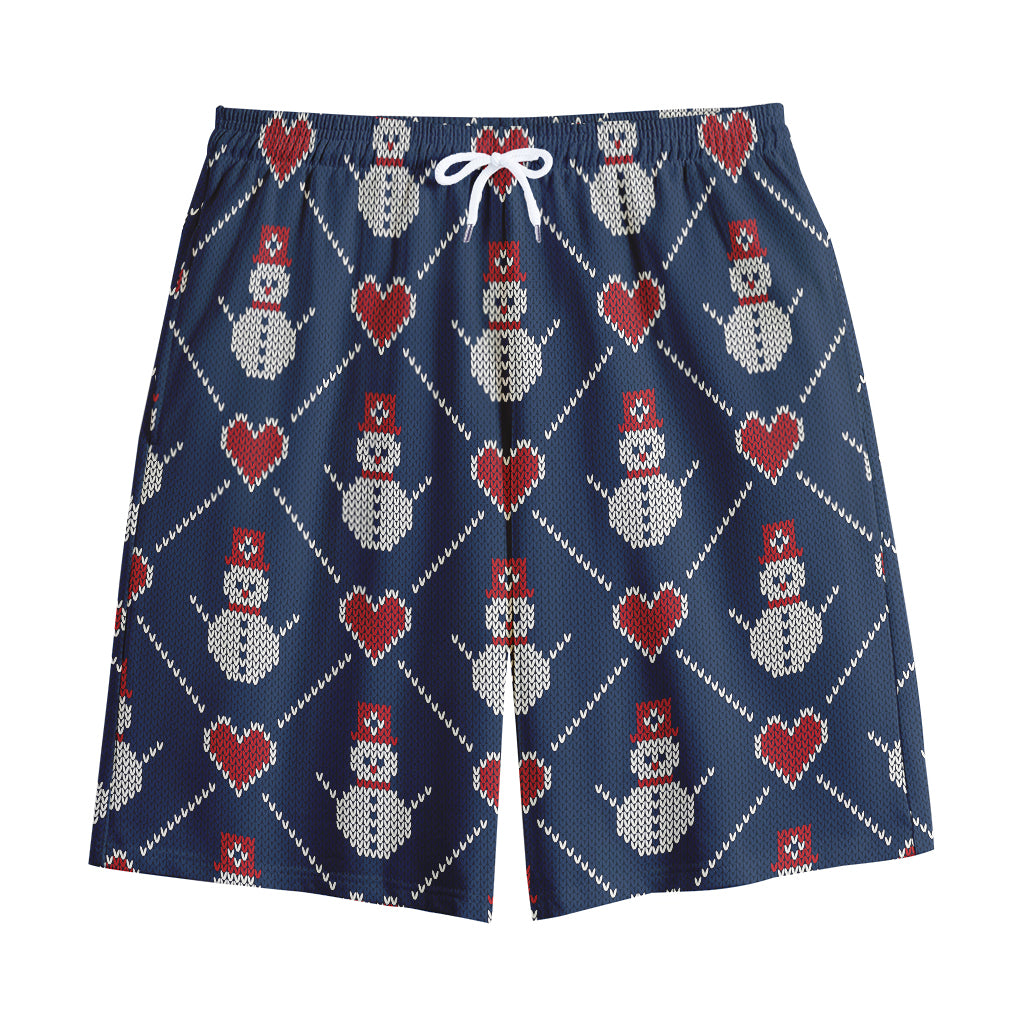 Cute Snowman Knitted Pattern Print Cotton Shorts
